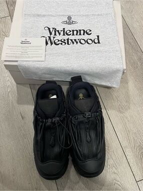 Vivienne Westwood Black Ruffled Zip-Front Sneakers